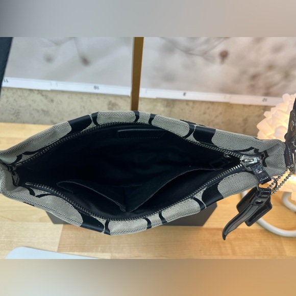 Coach  Signature Jacquard North South Crossbody or Shoulder Bag Black Canvas - Picture 14 of 16